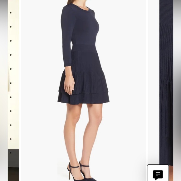 Eliza J Fit & Flare Knit Sweater Dress  Navy Blue NWT - Picture 3 of 13
